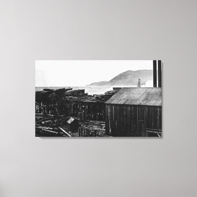 Brighton, Oregon Lumber Mills auf Küstenfotografie Leinwanddruck (Vorderseite)
