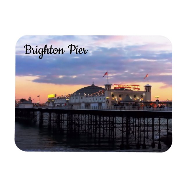 Brighton Pier im Abend Foto Magnet (Horizontal)