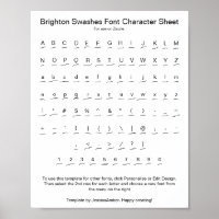 Brighton Swashes Schriftart Character Sheet for Za