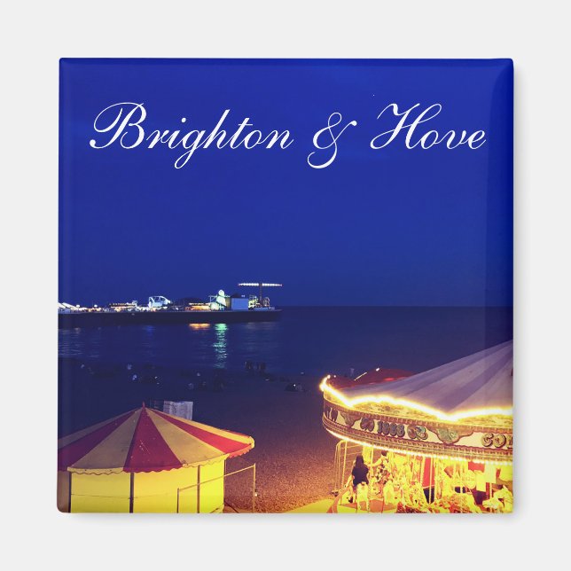 Brighton und Hove Beach zur Nachtzeit Magnet (Vorne)