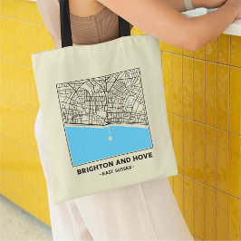 Brighton und Hove, East Sussex Stadtplan-Tasche Tragetasche