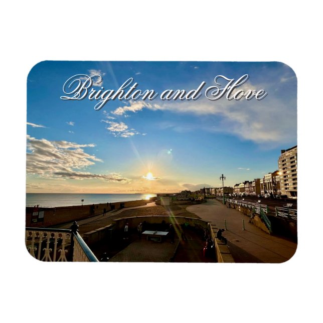 Brighton und Hove Seafront Sunset Foto Magnet (Horizontal)