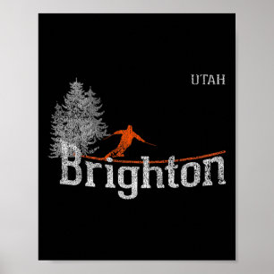 Brighton Utah, Vintager Skifahrer im Stil der 80er Poster
