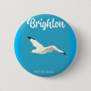 Brighton Vintage-Reise-Kunstdruck auf Leinwand Button