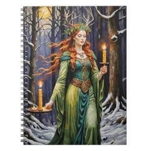 Brigid Imbolc Candlelight Forest Celtic Wiccan Notizblock