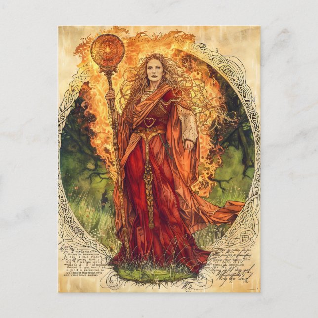 Brigide keltische Göttin des Feuers und der Heilun Postkarte (Vorderseite)