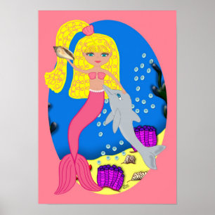 Brigit die rosa Meerjungfrau und das Dolphin Poste Poster