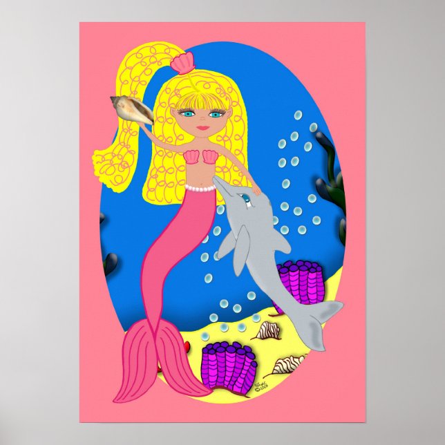 Brigit die rosa Meerjungfrau und das Dolphin Poste Poster (Vorne)