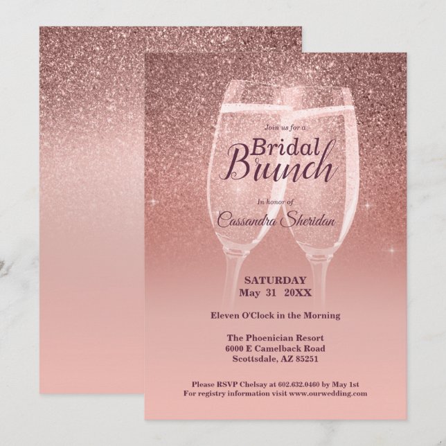 Brillant Brunch nuptial Sparkle Invitation (Devant / Derrière)