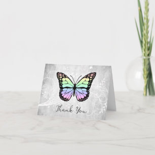 Brillant Carte de remerciements à papillon arc-en-