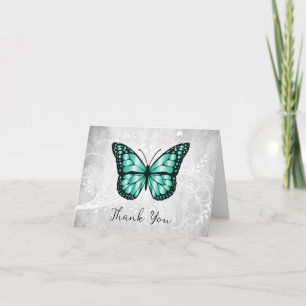 Brillant Carte de remerciements papillon Turquoise