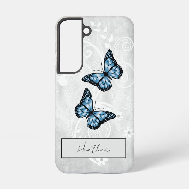 Brillante blaue Schmetterlinge Samsung Galaxy Hülle (Rückseite)