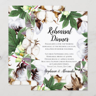 Brillante Cotton Bloom Wasserfarbe Probe Abendesse Einladung