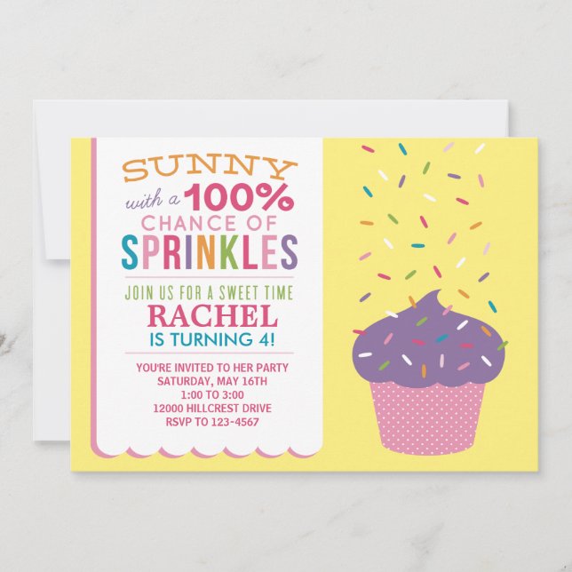 Brillante Cupcake Sprinkles Geburtstagskarte Einladung (Vorderseite)