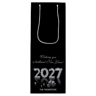 Brillante Diamanten Luxus Neujahr 2027 Geschenktüte Für Weinflaschen