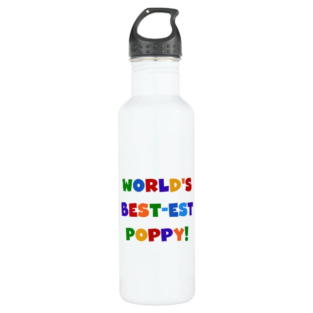 Brillante Farben - der beste Mohn der Welt Edelstahlflasche (Vorderseite)