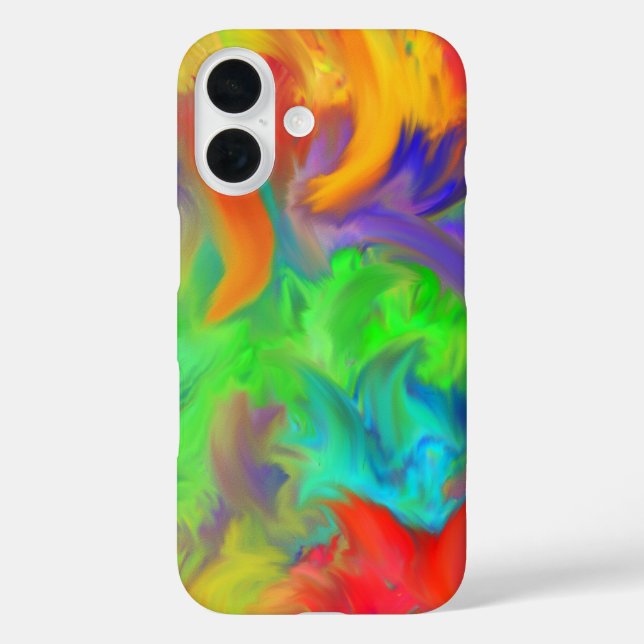 Brillante Farbwellen Abstrakte Kunst iPhone 16 Hülle (Rückseite)