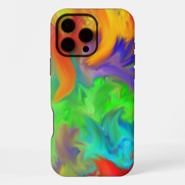 Brillante Farbwellen Abstrakte Kunst iPhone 16 Pro Max Hülle (Rückseite)