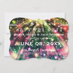 Brillante Feuerwerks-Hochzeit-Save-the-Date-Karten Einladung