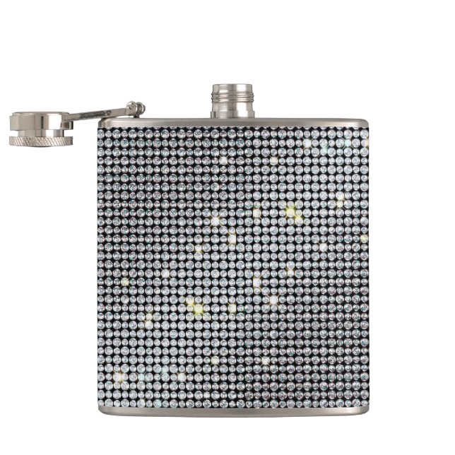 Brillante Flaschen, Glitzer-Flasche, weißer Krista Flachmann (Geöffnet)
