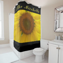 Brillante gelbe Sonnenblumendusche Vorhang