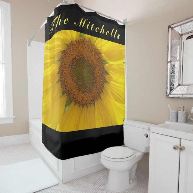 Brillante gelbe Sonnenblumendusche Vorhang (Beispiel)