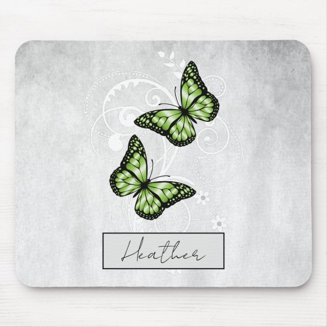 Brillante grüne Schmetterlinge Mousepad (Vorne)