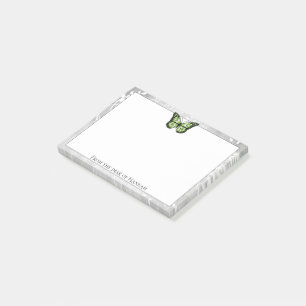 Brillante grüne Schmetterlingsnotizen Post-it Klebezettel