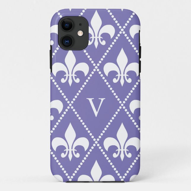Brillante Lila Lilie mit Monogramm Case-Mate iPhone Hülle (Rückseite)