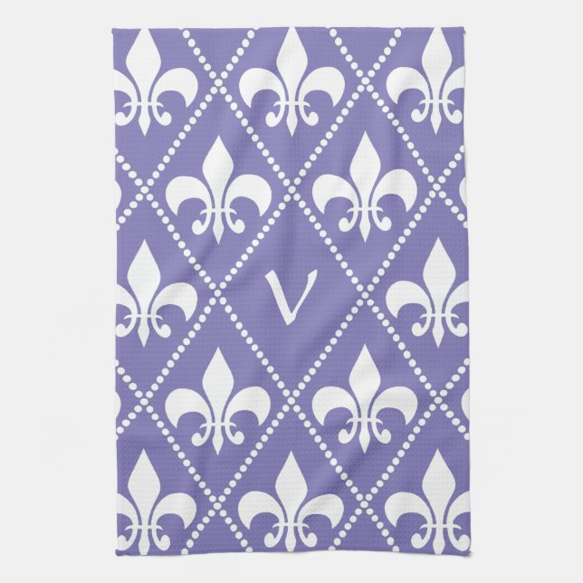 Brillante Lila Lilie mit Monogramm Küchentuch (Vertikal)