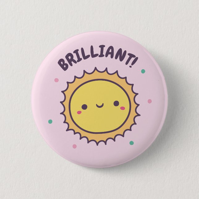 Brillante Niedliche Sun Doodle Button (Vorderseite)