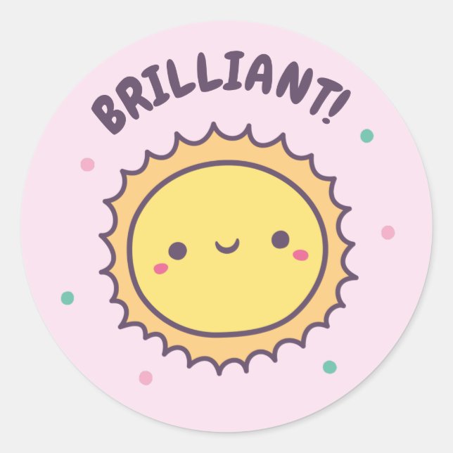 Brillante Niedliche Sun Positive Belohnung Runder Aufkleber (Vorderseite)