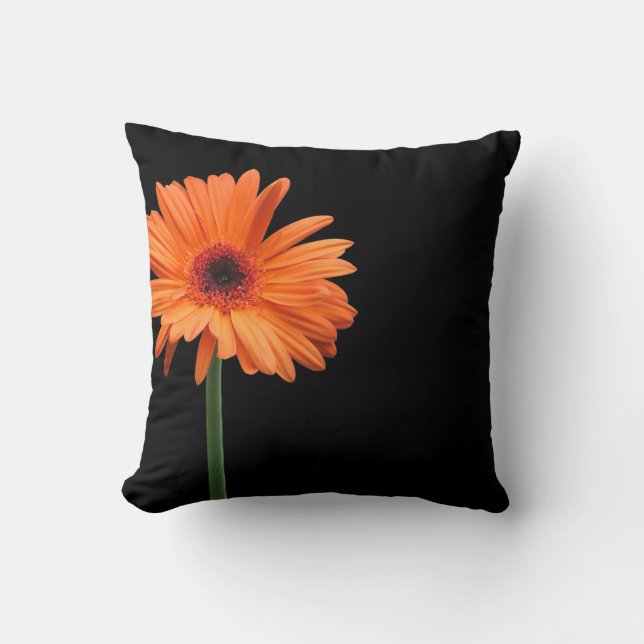 Brillante Orange auf Schwarz Kissen (Vorderseite)