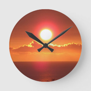 Brillante Orange Sunset Sky Wall Uhr