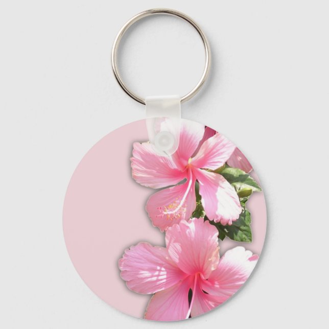 Brillante Pink-Hibiskus-Blume Schlüsselanhänger (Vorderseite)