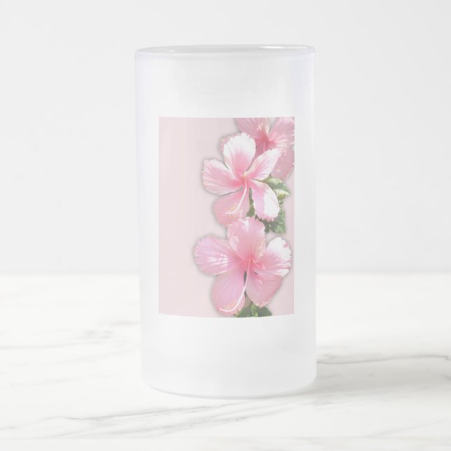 Brillante Rosa Hibiskus Blume Mattglas Bierglas (Mittel)