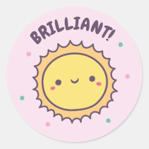 Brillante Süße Sonne Positive Belohnung Runder Aufkleber