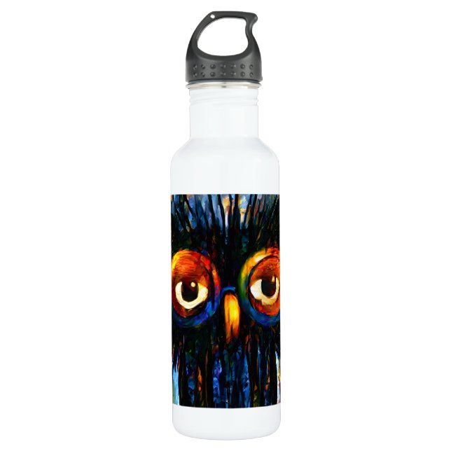 Brillante und kluge Eule Edelstahlflasche (Vorderseite)