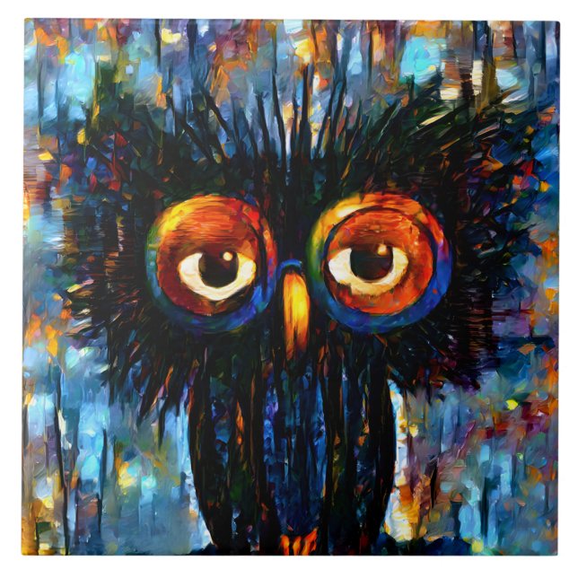 Brillante und kluge Eule Fliese (Vorderseite)