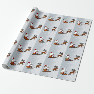 Brillante Weihnachtsfeiertage Sledge Bunny Geschenkpapier