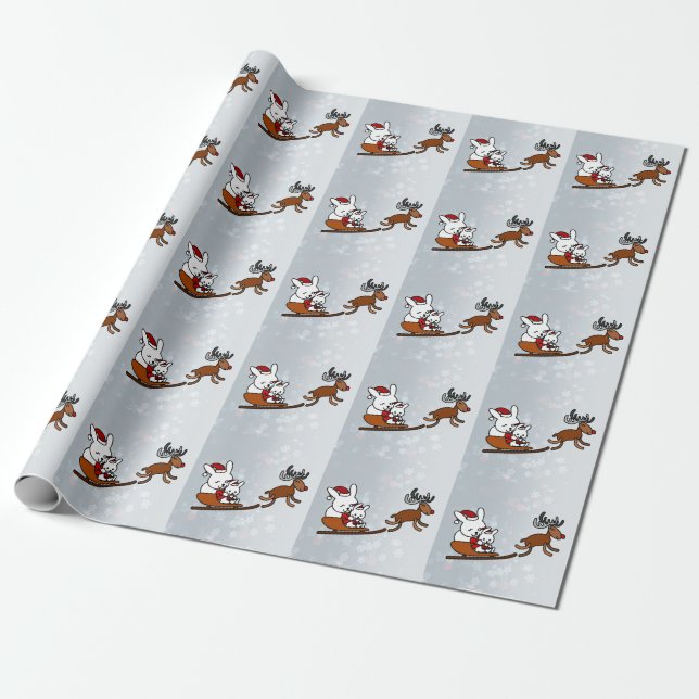 Brillante Weihnachtsfeiertage Sledge Bunny Geschenkpapier (Ungerollt)