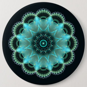Brillanter Stern Fraktal Mandala Button