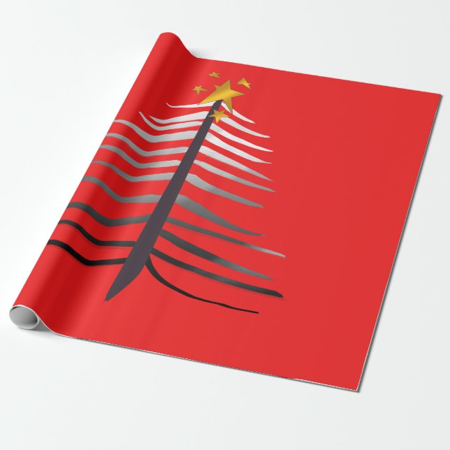 Brillanter Weihnachtsbaum mit Star Geschenkpapier (Ungerollt)