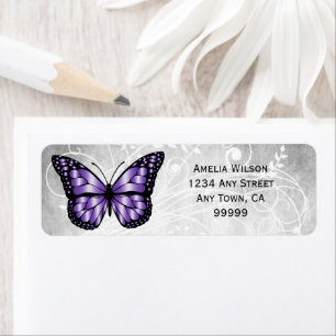 Brillantes Lila Butterfly-Adressetikett