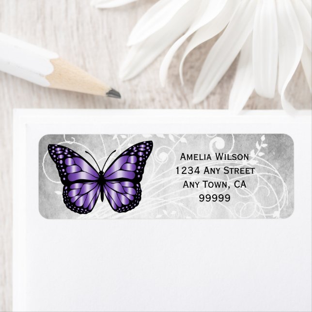 Brillantes Lila Butterfly-Adressetikett (Insitu)