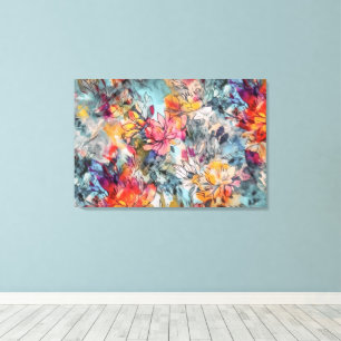 Brillantes Orangenrosa und Aquamarines Abstraktes  Leinwanddruck