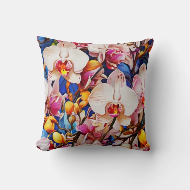 Brillantes Orchid-Throw-Kissen Kissen (Vorderseite)