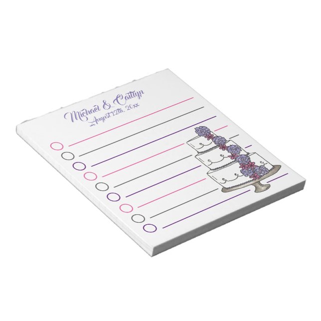 Brille Groom Personalisierte Blumenkuchen Gastgesc Notizblock (angewinkelt)