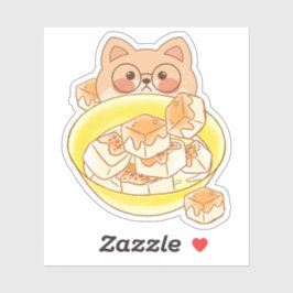 Brille Shiba Piou: Kawaii Tofu-Schüssel-Herausford Aufkleber