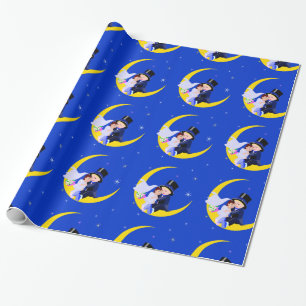 Brille und Groom auf Mondschleifpapier Geschenkpapier
